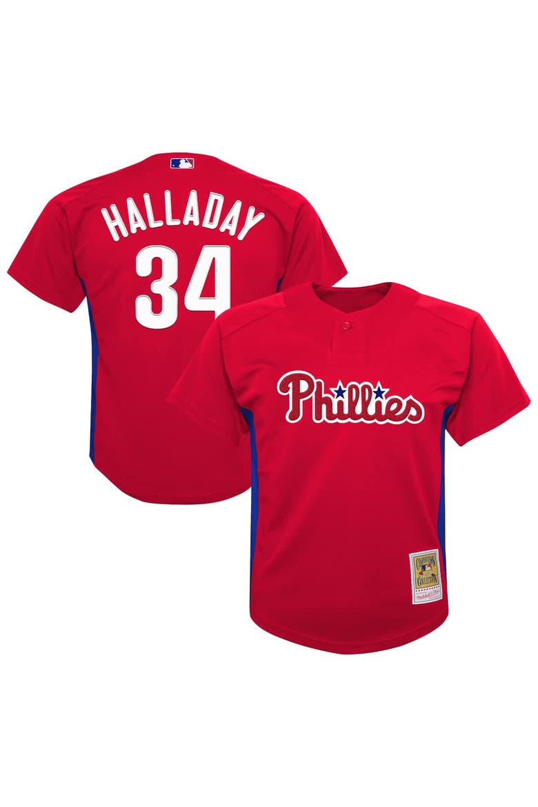 Preschool Mitchell & Ness Roy Halladay Red Philadelphia Phillies Cooperstown Collection Mesh Batting Practice Jersey, Main, color, Red