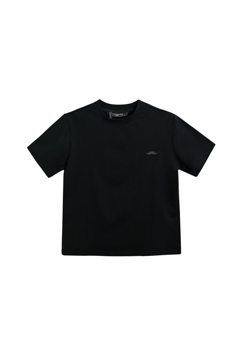 T-Shirt with Mustache Detail, Main, color, Black