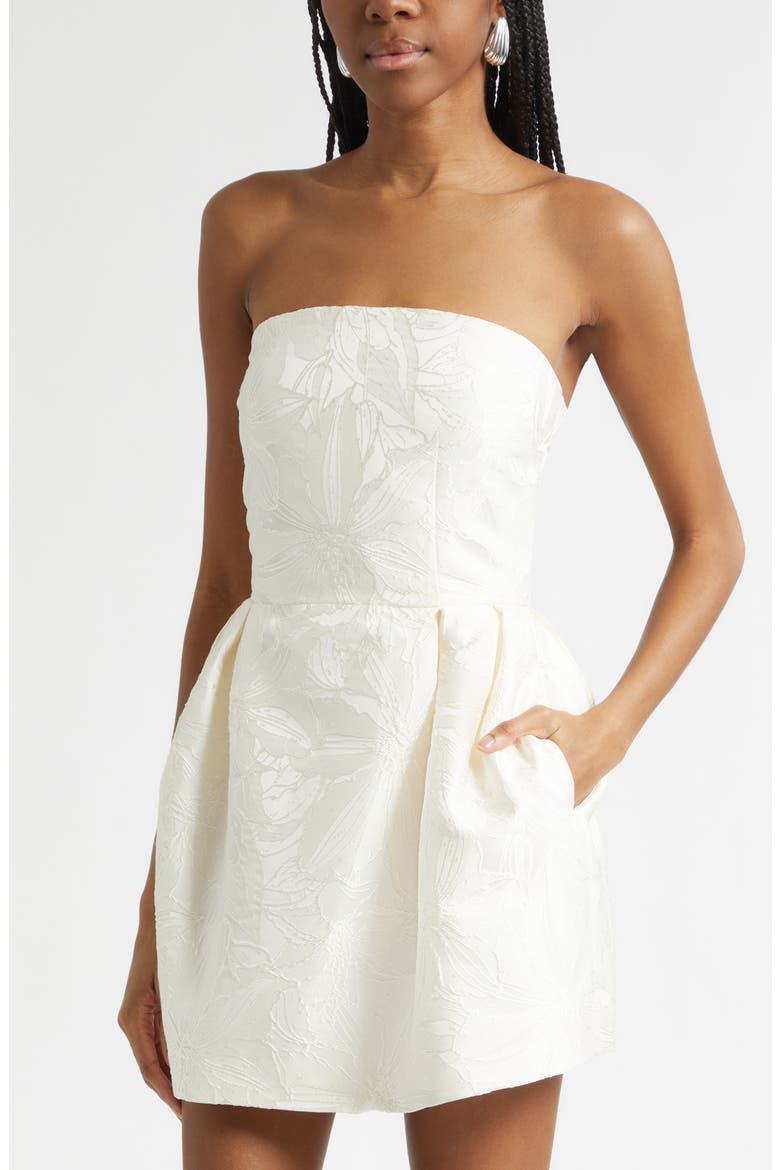 Ever Jacquard Strapless Minidress, Alternate, color, IVORY JACQUARD