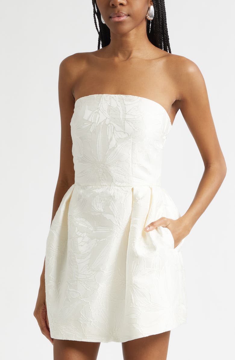 Ramy Brook Ever Jacquard Strapless Minidress, Alternate, color, Ivory Jacquard