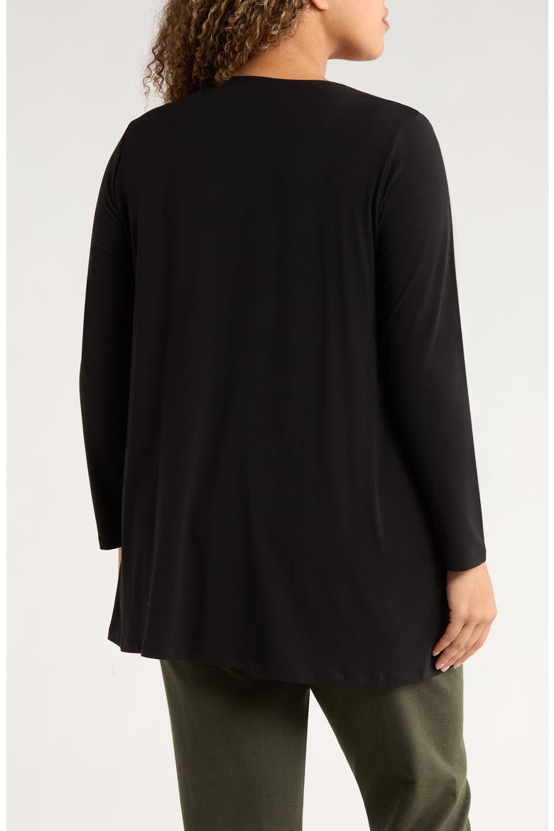 Long Sleeve V-Neck Tunic Top, Alternate, color, BLACK