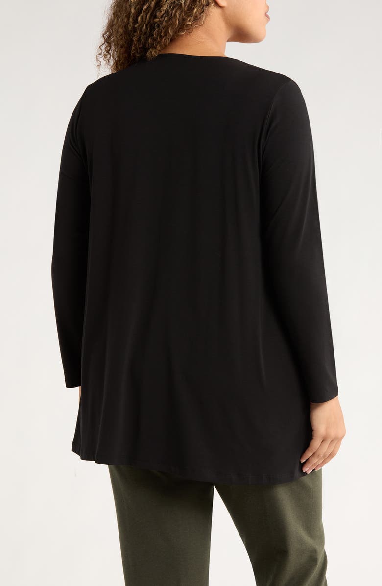 Eileen Fisher Long Sleeve V-Neck Tunic Top, Alternate, color, Black