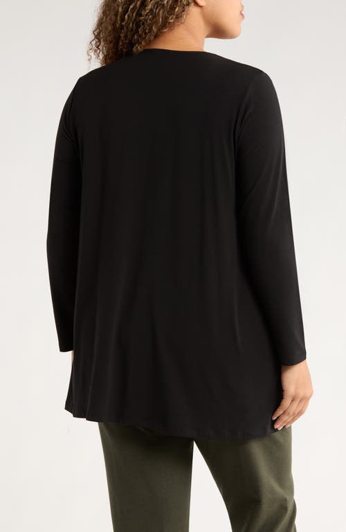 Eileen Fisher Long Sleeve V-neck Tunic Top In Black