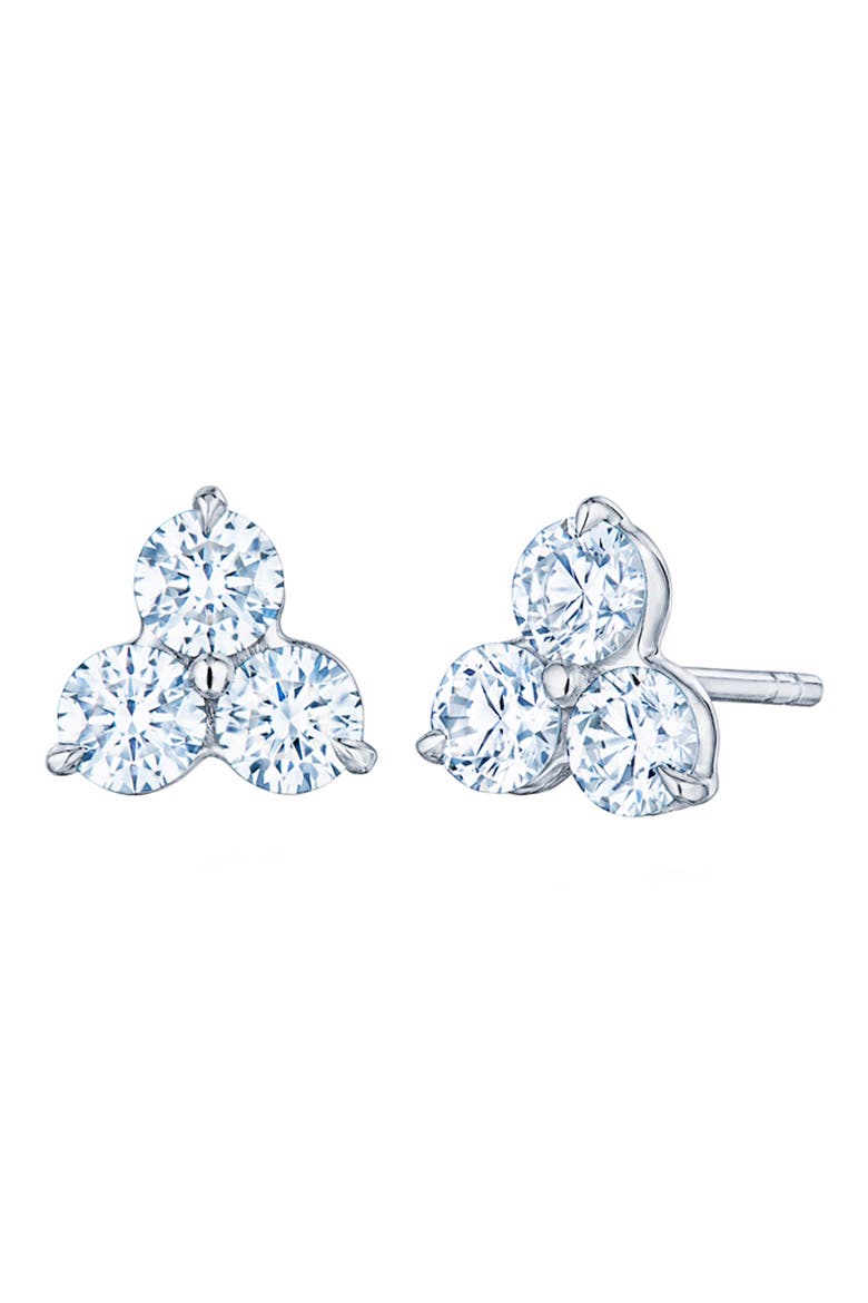 Diamond Cluster Stud Earrings, Main, color, WHITE GOLD
