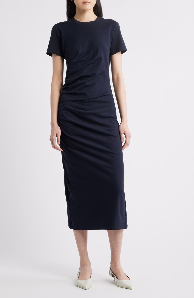 FRAME The Twist Organic Cotton Midi T-Shirt Dress, Main, color, Navy