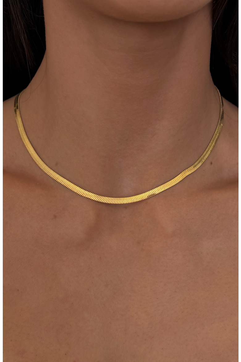 Chunky Herringbone Necklace, Alternate, color, Gold