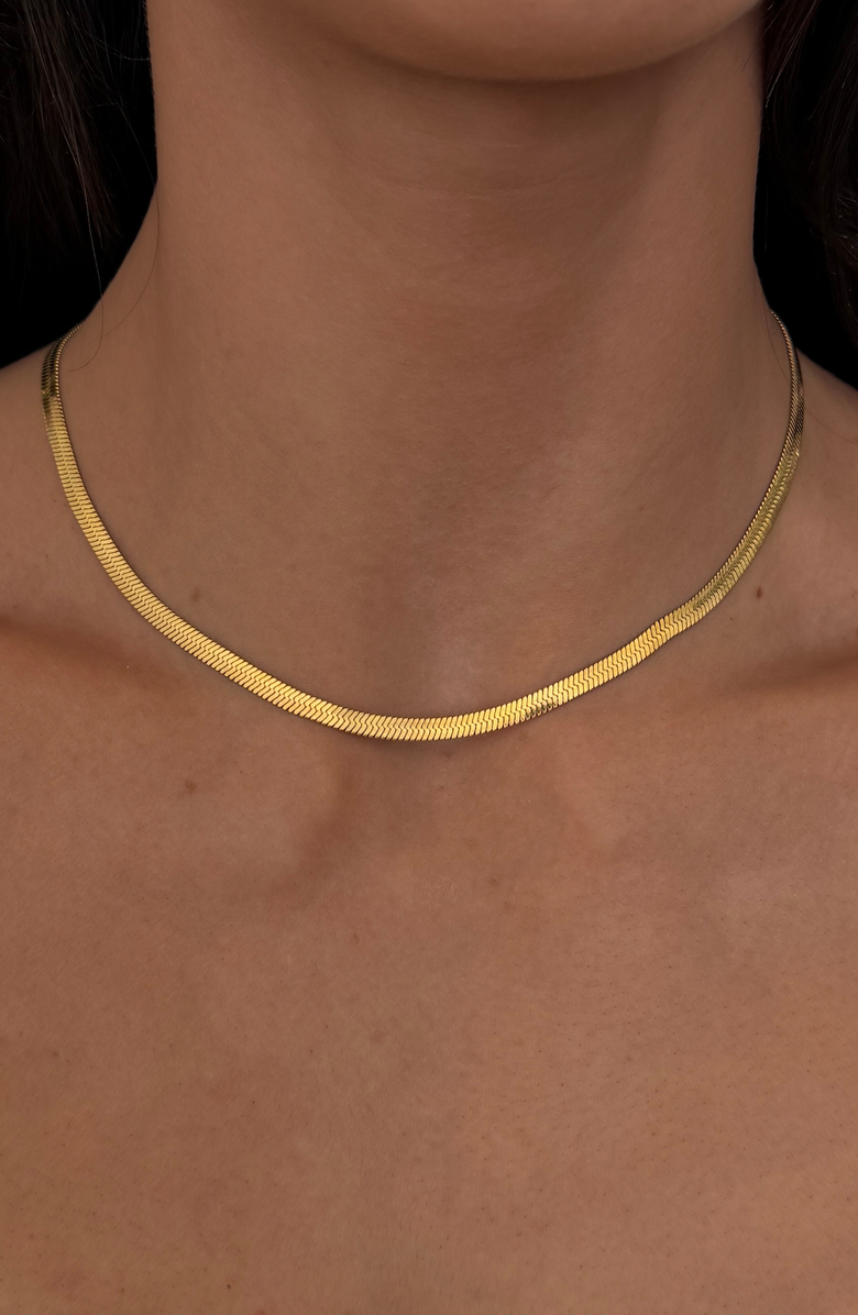 CUFFED BY NANO Chunky Herringbone Necklace, Alternate, color, Gold