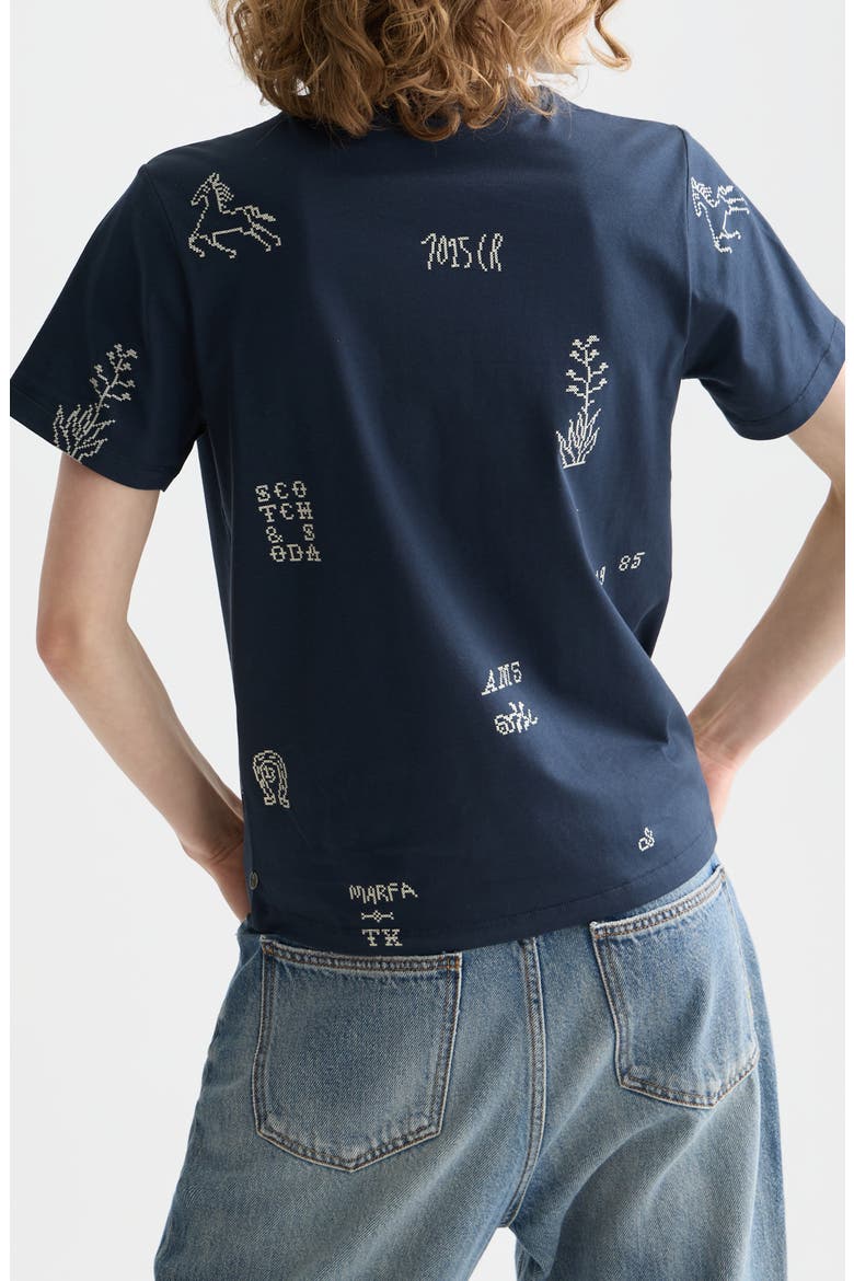 Cross Stitch Print T-Shirt, Alternate, color, CARBON