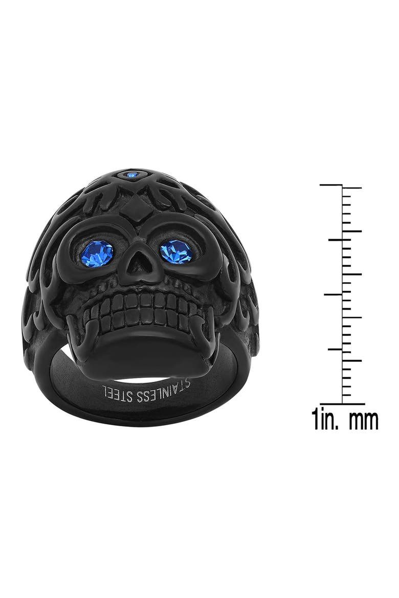 Men's Skull Ion Plated Stainless Steel Ring, Alternate, color, BLACK