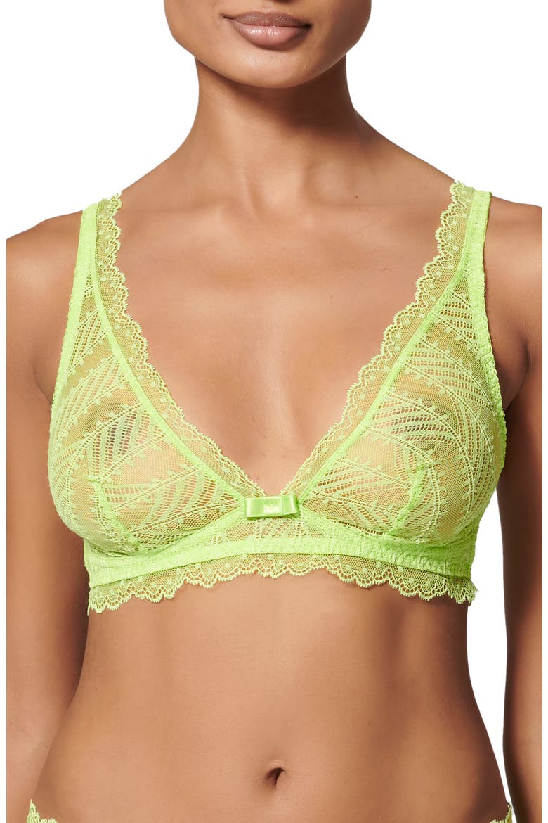 Canopee Triangle Lace Bralette, Main, color, LIME