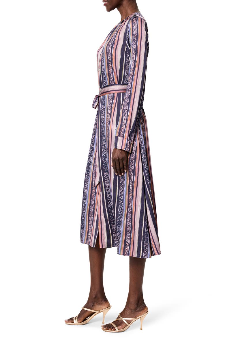 Loren Animal Stripe Long Sleeve Midi Shirtdress, Alternate, color, INDIGO MULTI