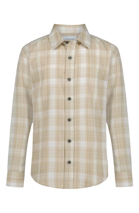 Kids' Plaid Long Sleeve Button Shirt