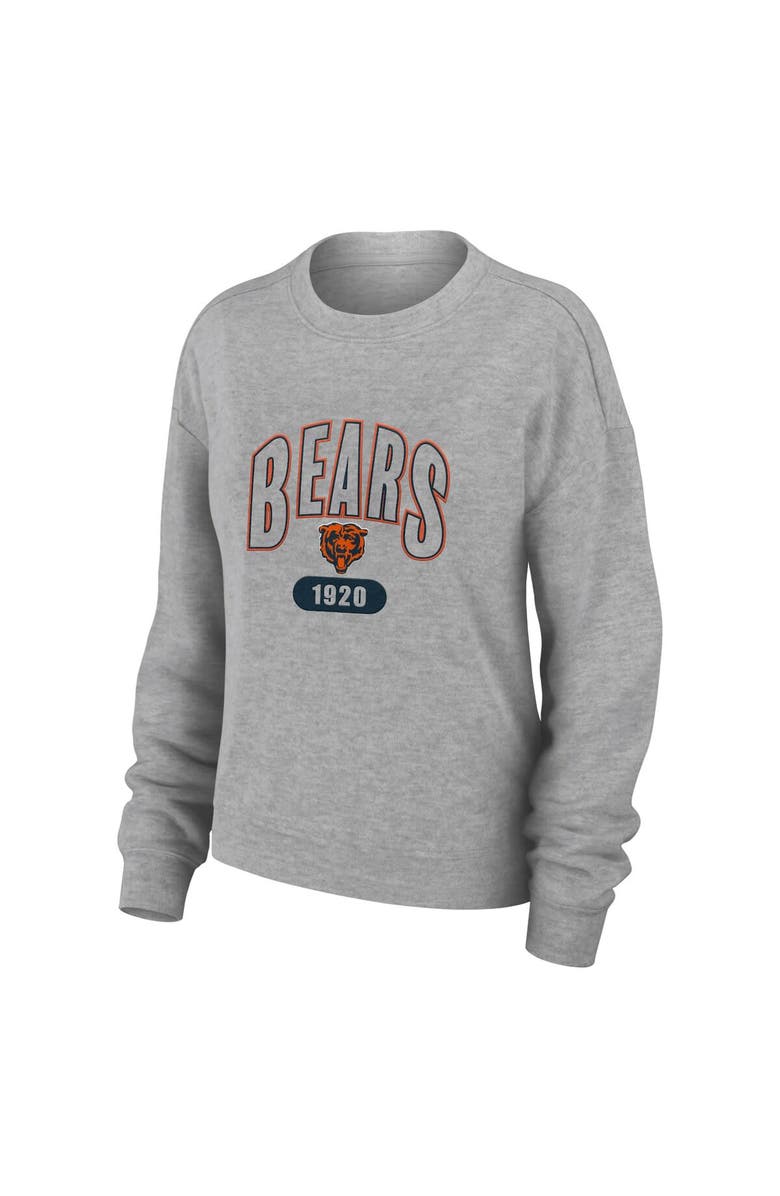 WEAR by Erin Andrews Women's WEAR by Erin Andrews Heather Gray Chicago Bears Plus Size Knitted Tri-Blend Long Sleeve T-Shirt & Pants Lounge Set, Alternate, color, Heather Gray