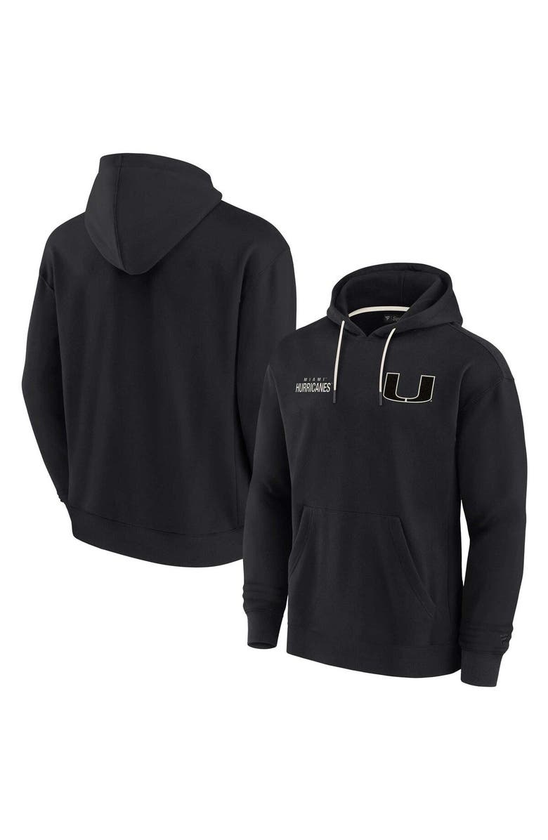 Fanatics Signature Unisex Fanatics Signature Black Miami Hurricanes Elements Super Soft Fleece Pullover Hoodie, Main, color,