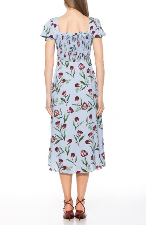 Alexia Admor Iris Smocked Short Sleeve Midi Dress