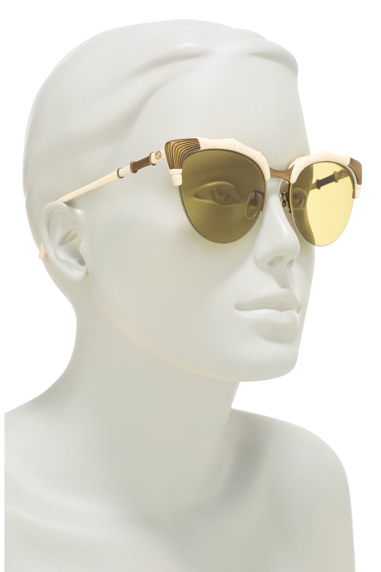 56mm Cat Eye Sunglasses, Alternate, color, WHITE/ GOLD