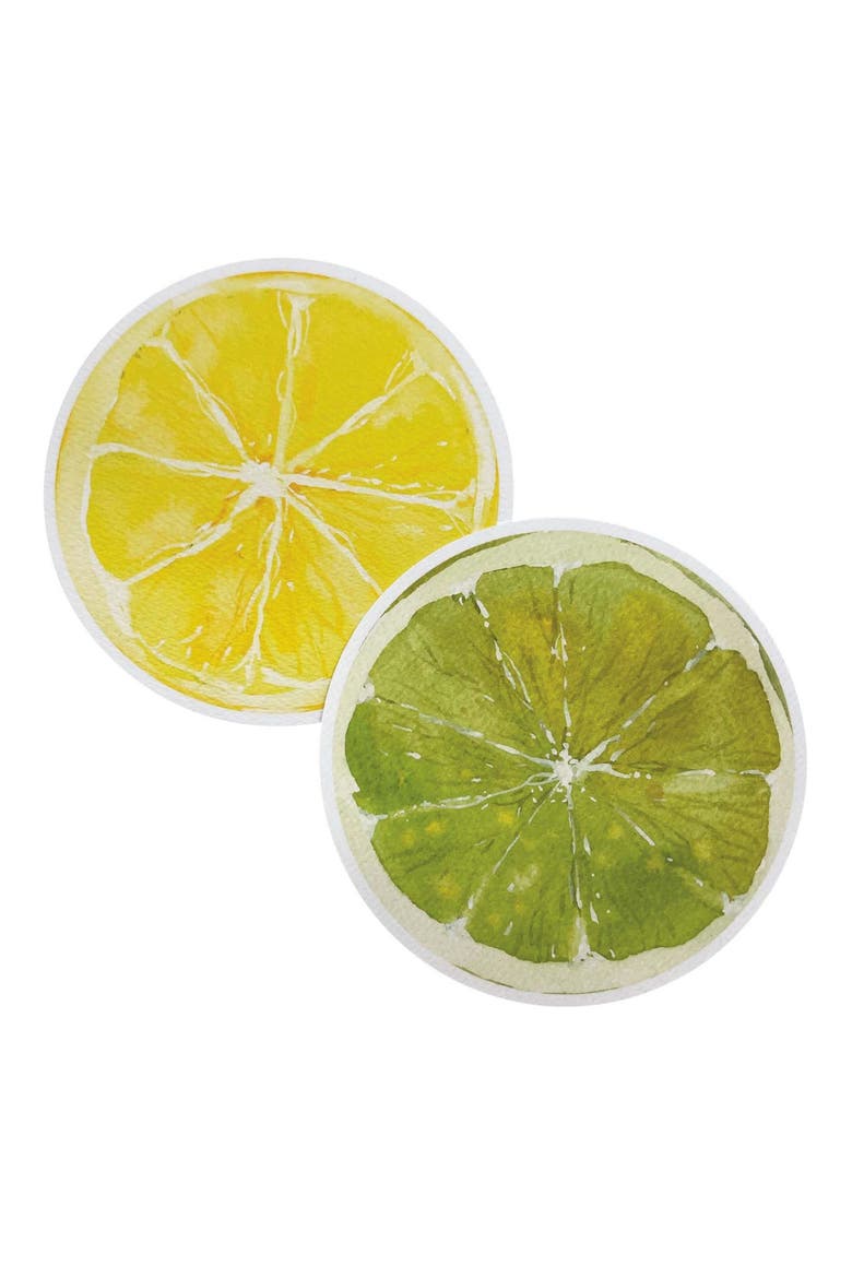 Lemon & Lime Beaded Coaster Set, Alternate, color, SILVER