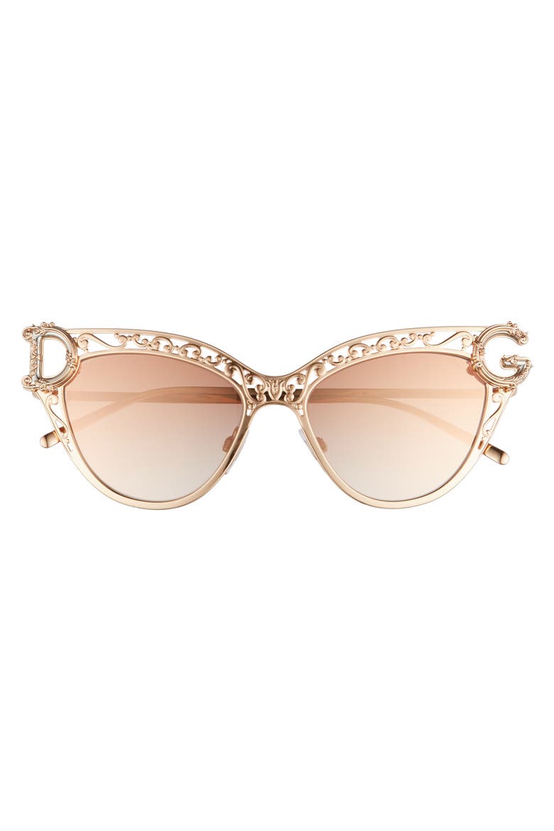 54mm Cat Eye Sunglasses, Alternate, color, PINK GOLD/ GRAD PINK MIRROR
