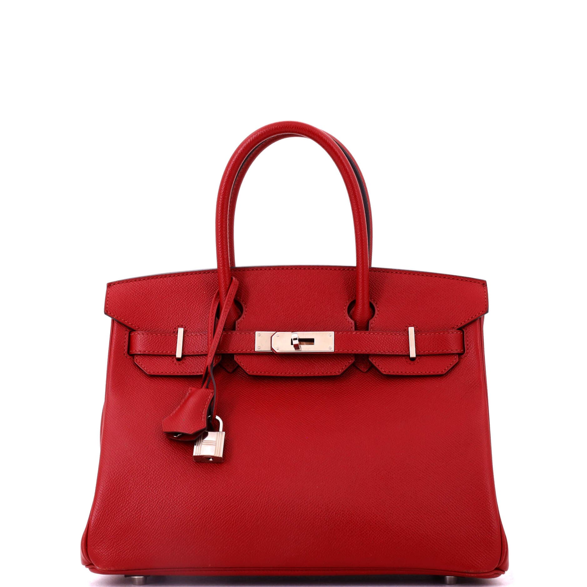 Pre-Owned Hermes Birkin Handbag Red Epsom with Palladium Hardware 30, Main, color, Rouge Grenat