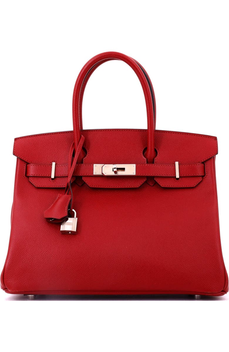 Pre-Owned Hermes Birkin Handbag Red Epsom with Palladium Hardware 30, Main, color, Rouge Grenat