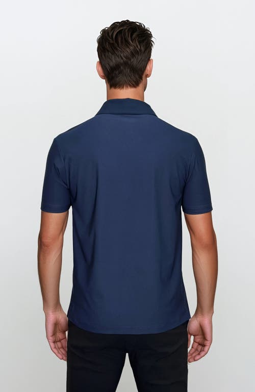 24sevenmen Wrinkle Resistant 3 Button Polo Shirt In Navy