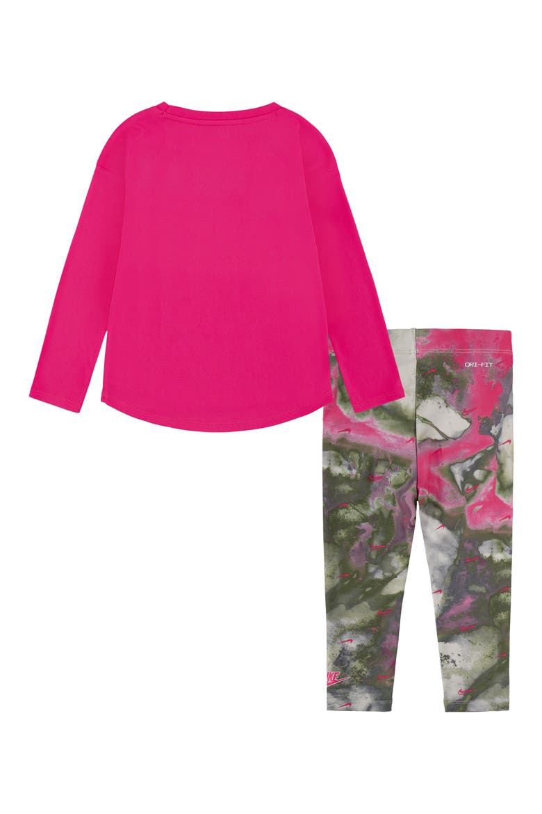 Kids' Crossover Long Sleeve T-Shirt & Leggings Set, Alternate, color, PINK/ LIGHT BONE