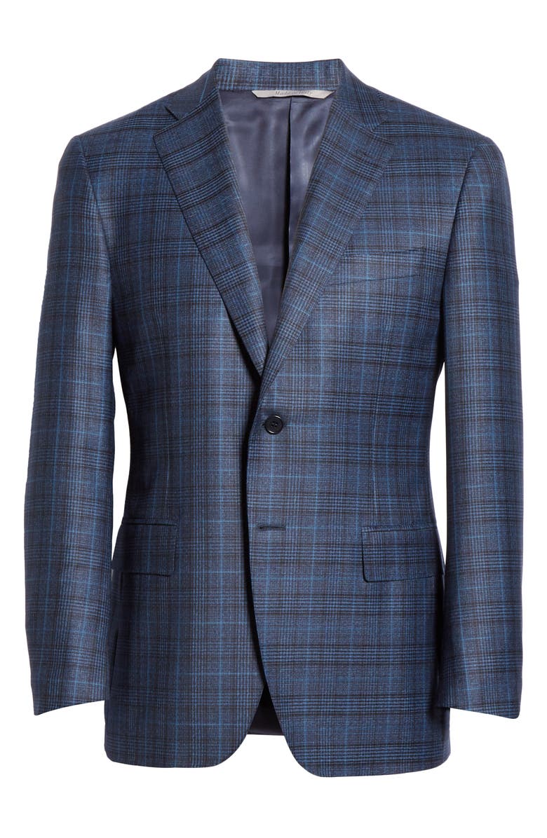 Canali Siena Soft Classic Fit Plaid Wool Sport Coat, Alternate, color, 