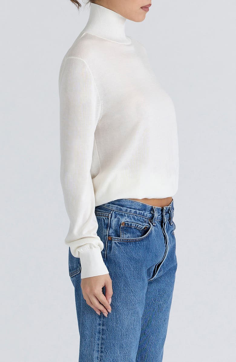 HOUSE OF CB Angel Silk & Wool Blend Mock Neck Sweater, Alternate, color, Ivory