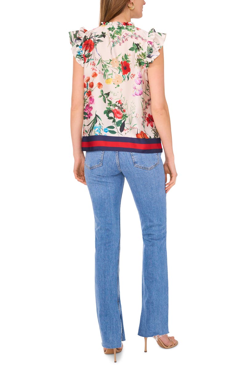 Vince Camuto Floral Flutter Sleeve Top, Alternate, color, Multi