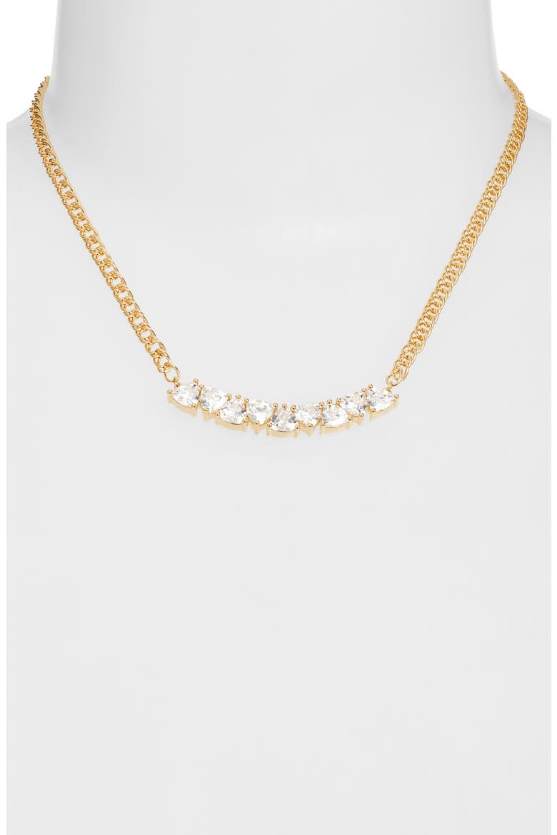 Nested Cubic Zirconia Bar Necklace, Alternate, color, CLEAR- GOLD