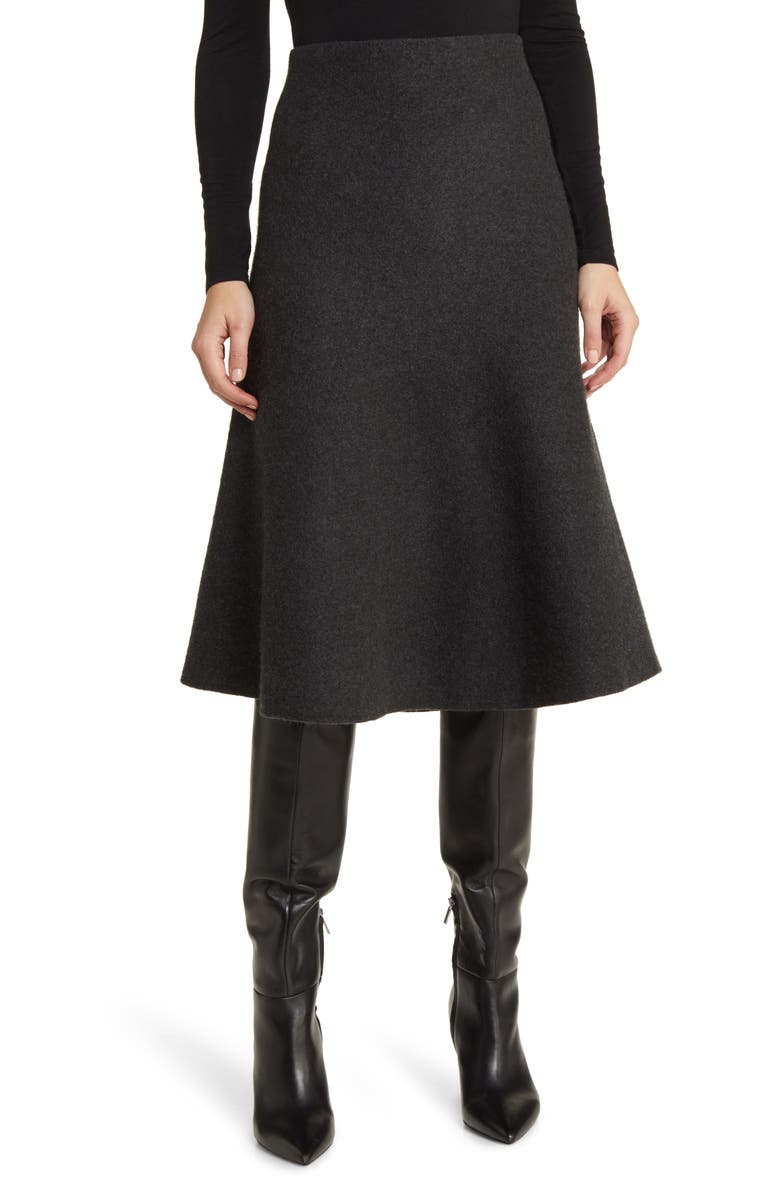 COS Flare Merino Wool Midi Skirt, Main, color, 