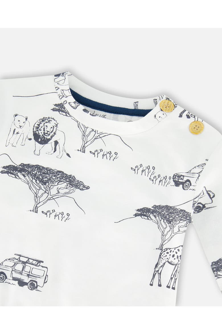 Baby Boy's Organic Cotton Printed Top And Evolutive Pant Set White With Printed Jungle, Alternate, color, White With Printed Jungle