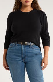 Caslon® Pointelle Detail Crewneck Sweater