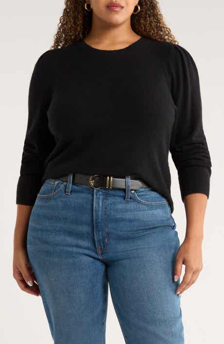 Caslon® Pointelle Detail Crewneck Sweater