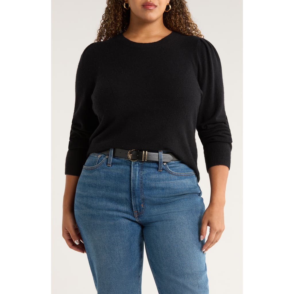 Caslonr Caslon(r) Pointelle Detail Crewneck Sweater In Black