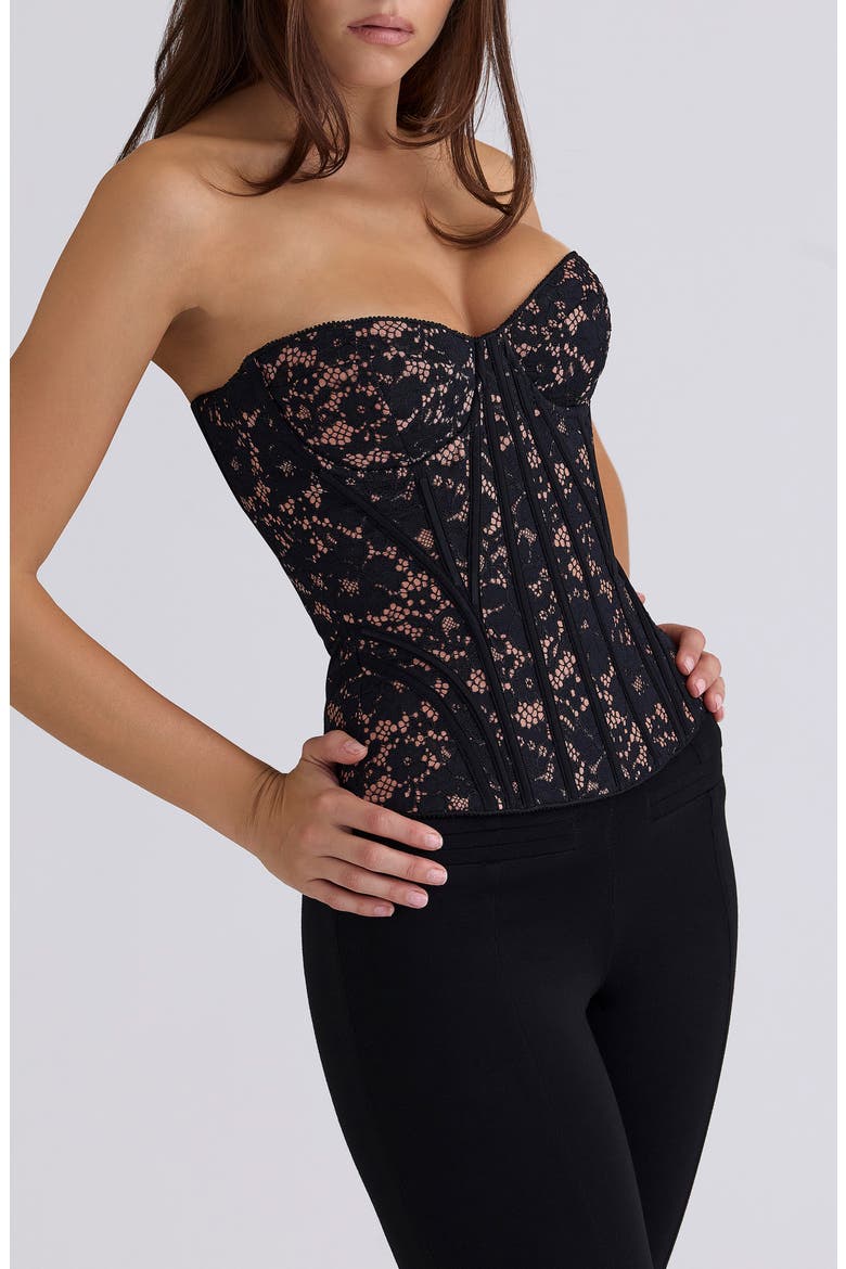 Solaine Lace Corset Top, Alternate, color, BLACK
