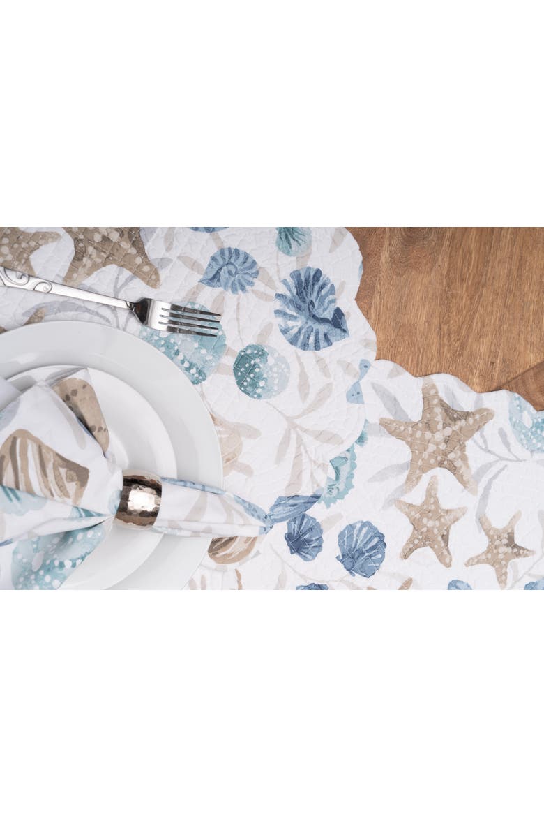 Coastal Shells Set of 6 Cloth Napkins, Alternate, color, Beige