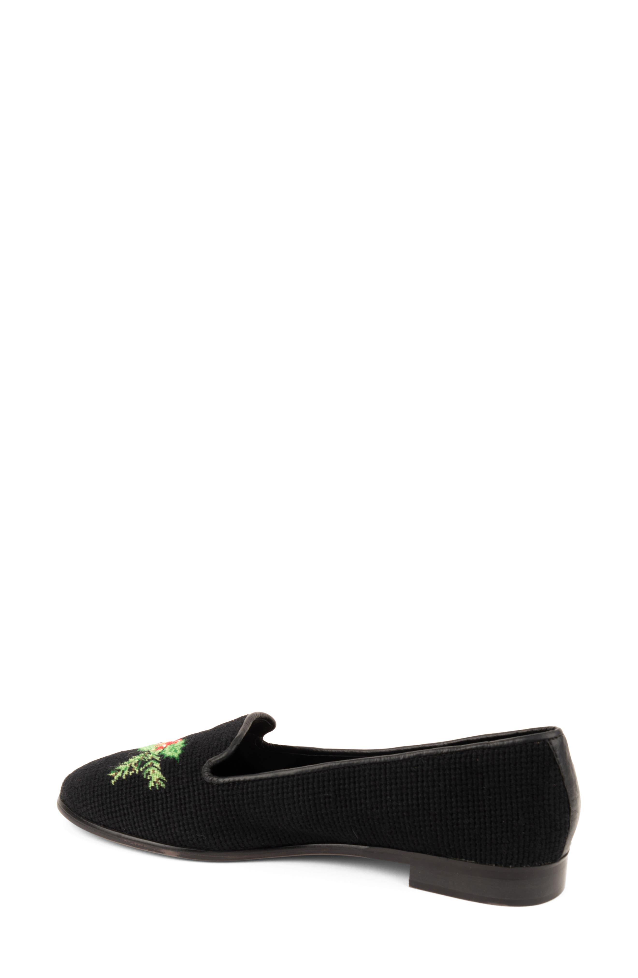 ByPaige Needlepoint Holly Flat, Alternate, color, Black