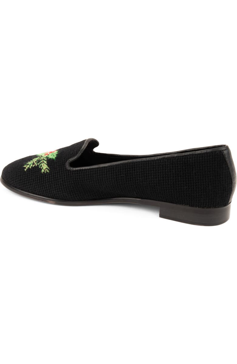 ByPaige Needlepoint Holly Flat, Alternate, color, Black