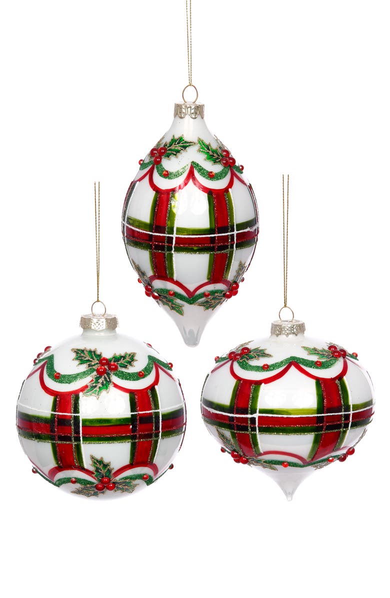 Mark Roberts Red and Green Swirl Ornament, Set of 6, Main, color, White