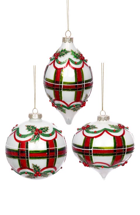 Red and Green Swirl Ornament, Set of 6