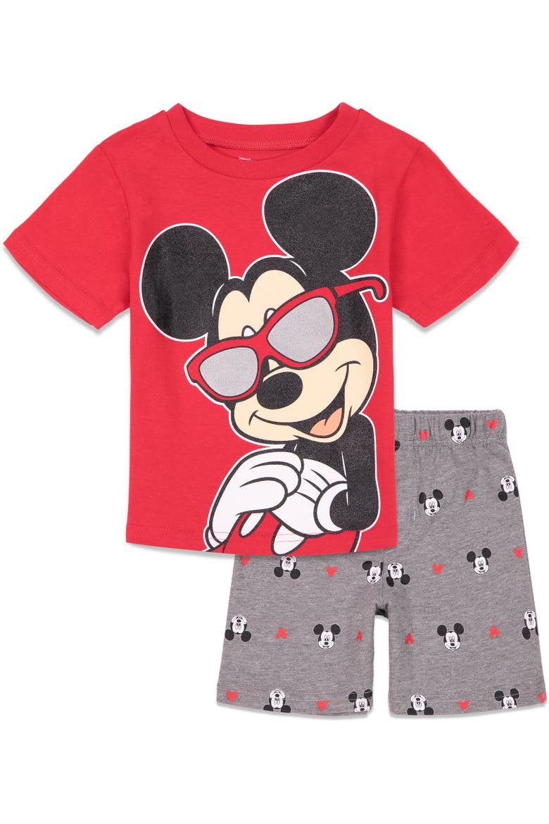 Mickey Mouse & Friends T-Shirt & French Terry Shorts Set, Main, color, Mickey Mouse Red