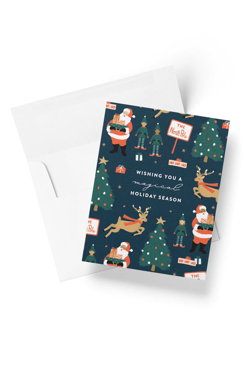 Magical North Pole Holiday Season Cards Boxed Set of 8 Cards, Alternate, color, White