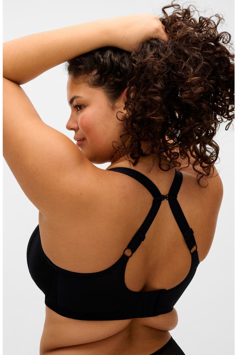 Matilda Full Figure Underwire Plunge Bra, Alternate, color, BLACK
