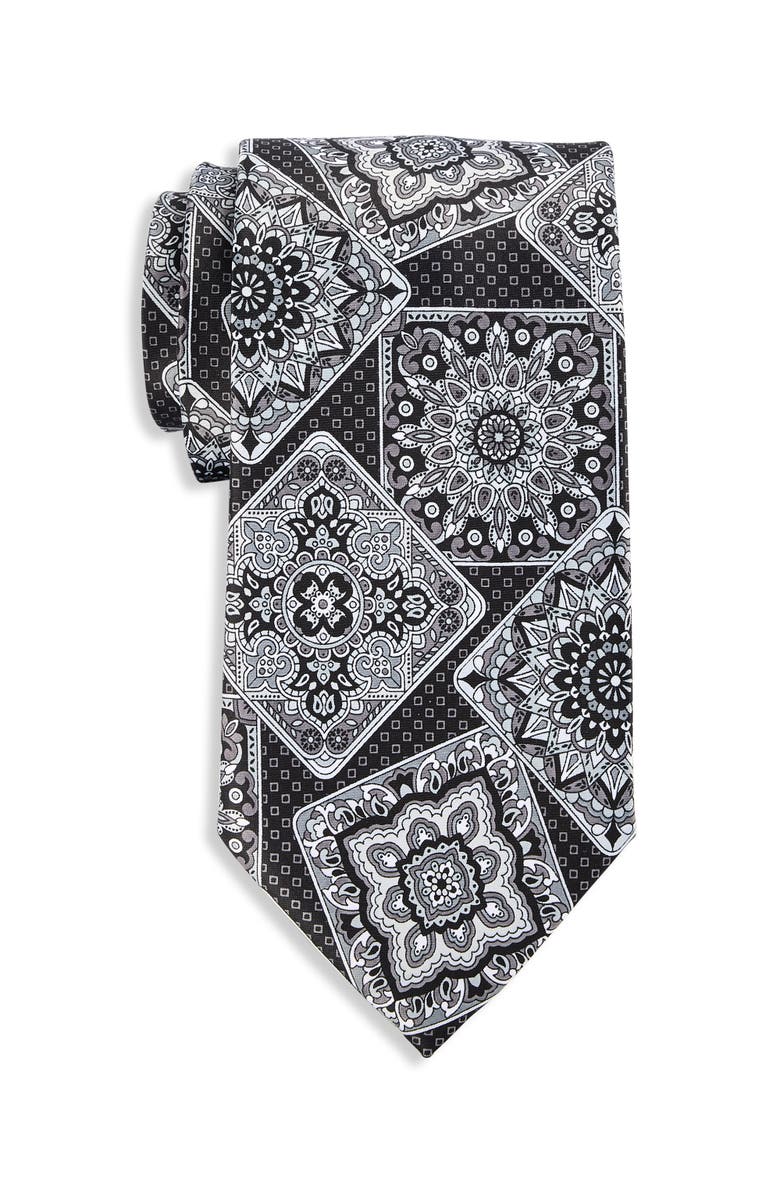Synrgy by DXL Big & Tall Abstract Printed Tie, Main, color, Black