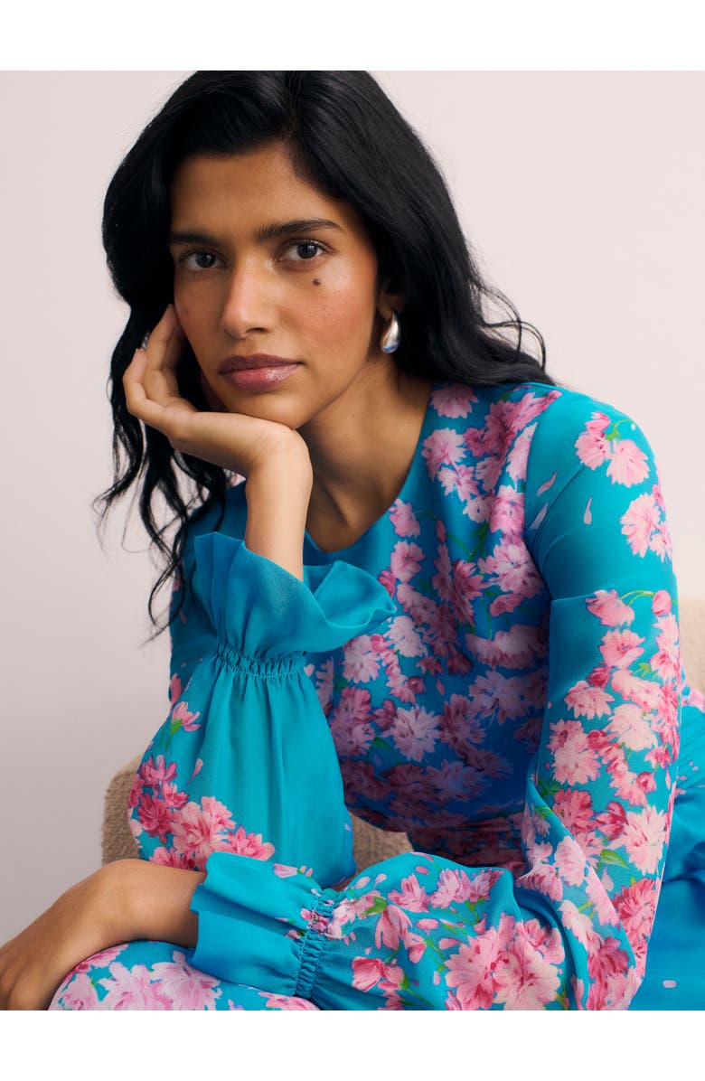 The Fold Portofino Silk Chiffon Dress, Alternate, color, Blue