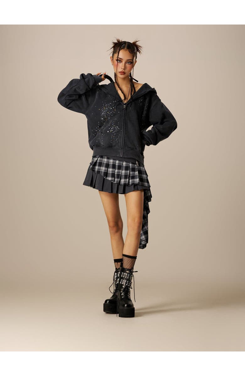 AELFRIC EDEN Rhinestone Zip Up V302 Hoodie, Main, color,