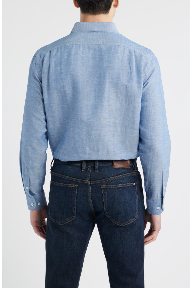 Koda Cotton & Linen Button-Up Shirt, Alternate, color, LAGUNA BLUE