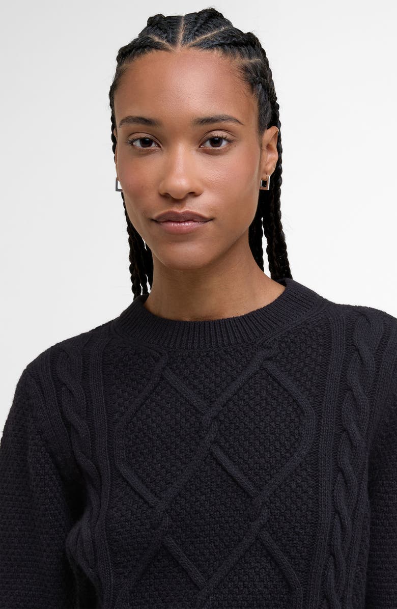Barbour Burne Cable Wool Blend Sweater, Alternate, color, Black