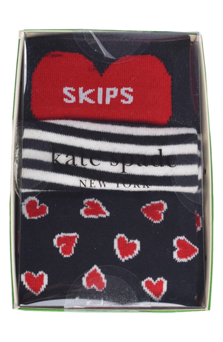 Kate Spade New York assorted 3-pack valentine crew socks, Alternate, color, 